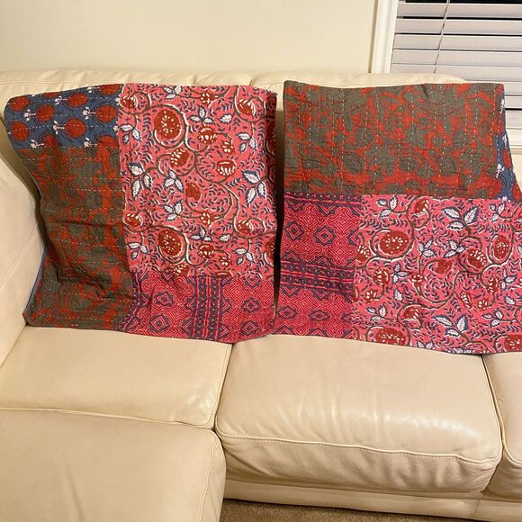 Sundance Patchwork Euro Shams $99 Set Of Two NWOT, 27" X 27" BRAND NEW - Picture 1 of 2